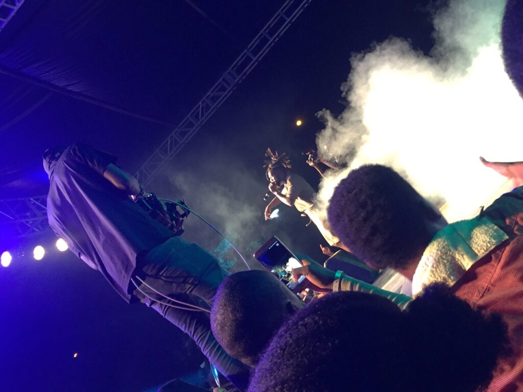 Afrobeats star Burna Boy performing with energy at Nativeland Concert Lagos Nigeria 2016